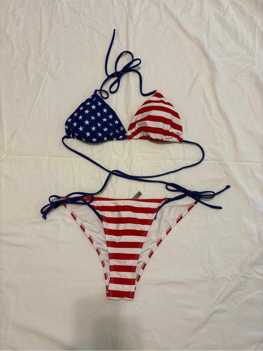 Patriotic Red White & Blue Triangle Bikini Set - Women Swim